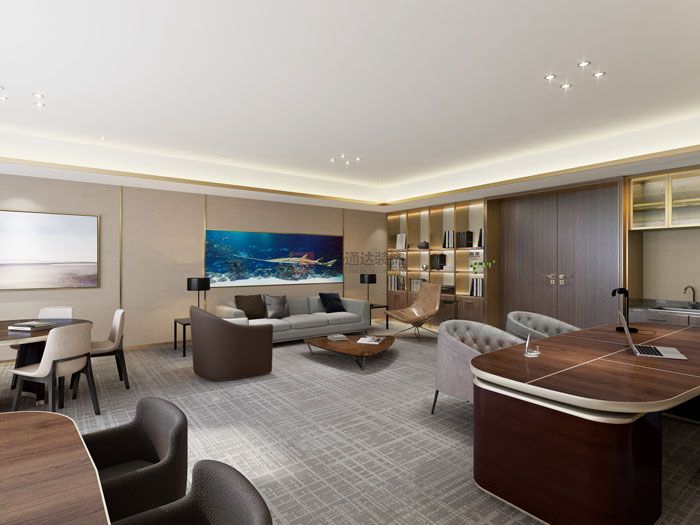 北京萬(wàn)興通達(dá)辦公裝修項(xiàng)目-董事長(zhǎng)辦公室裝修效果圖裝修效果圖