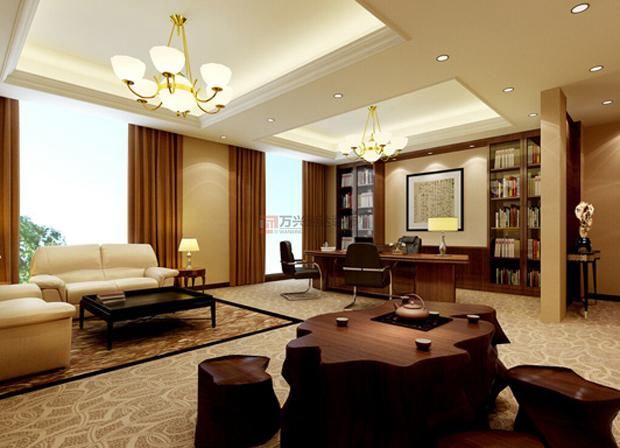 北京萬(wàn)興通達(dá)辦公裝修項(xiàng)目-董事長(zhǎng)辦公室裝修效果圖裝修效果圖