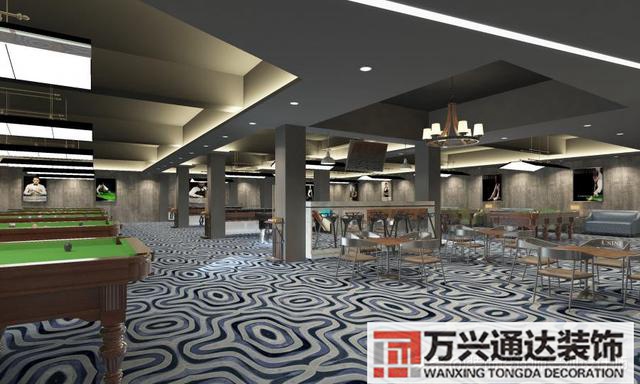 臺球室裝修效果圖臺球廳裝修效果圖_萬興辦公室裝修公司